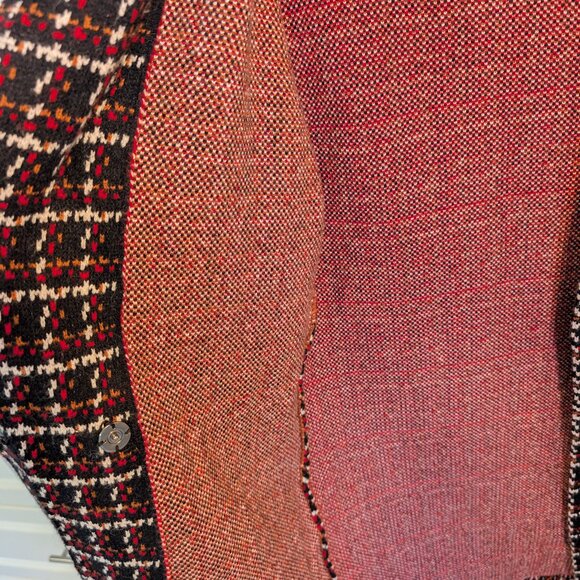 Simply Couture Retro Plaid Tweed Fringe Long Sweater Coat | Size Small - Picture 7 of 15